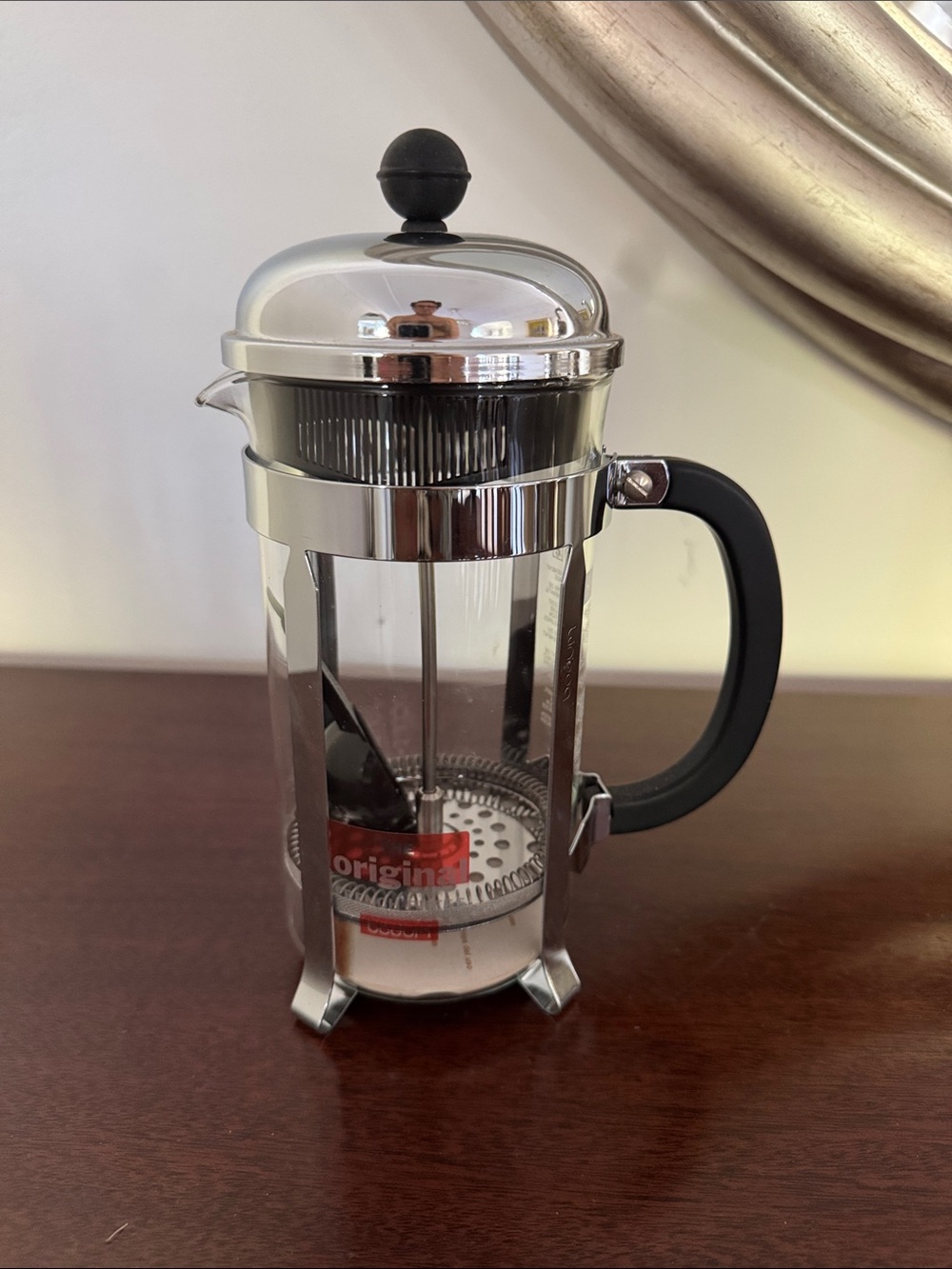 Bodum Chambord Silver and Black Glass French Press Coffee Maker